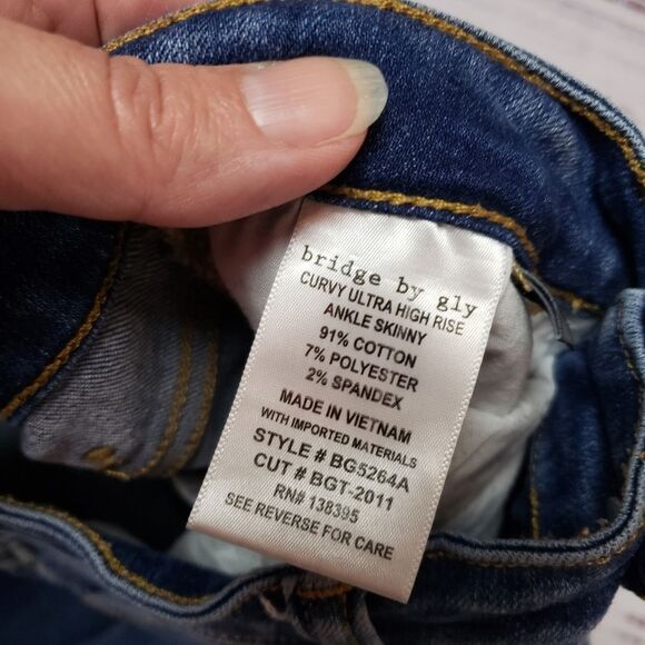 Bridge by Gly jeans - Curvy High Rise Ankle distressed skinny jeans raw hem - Picture 7 of 13